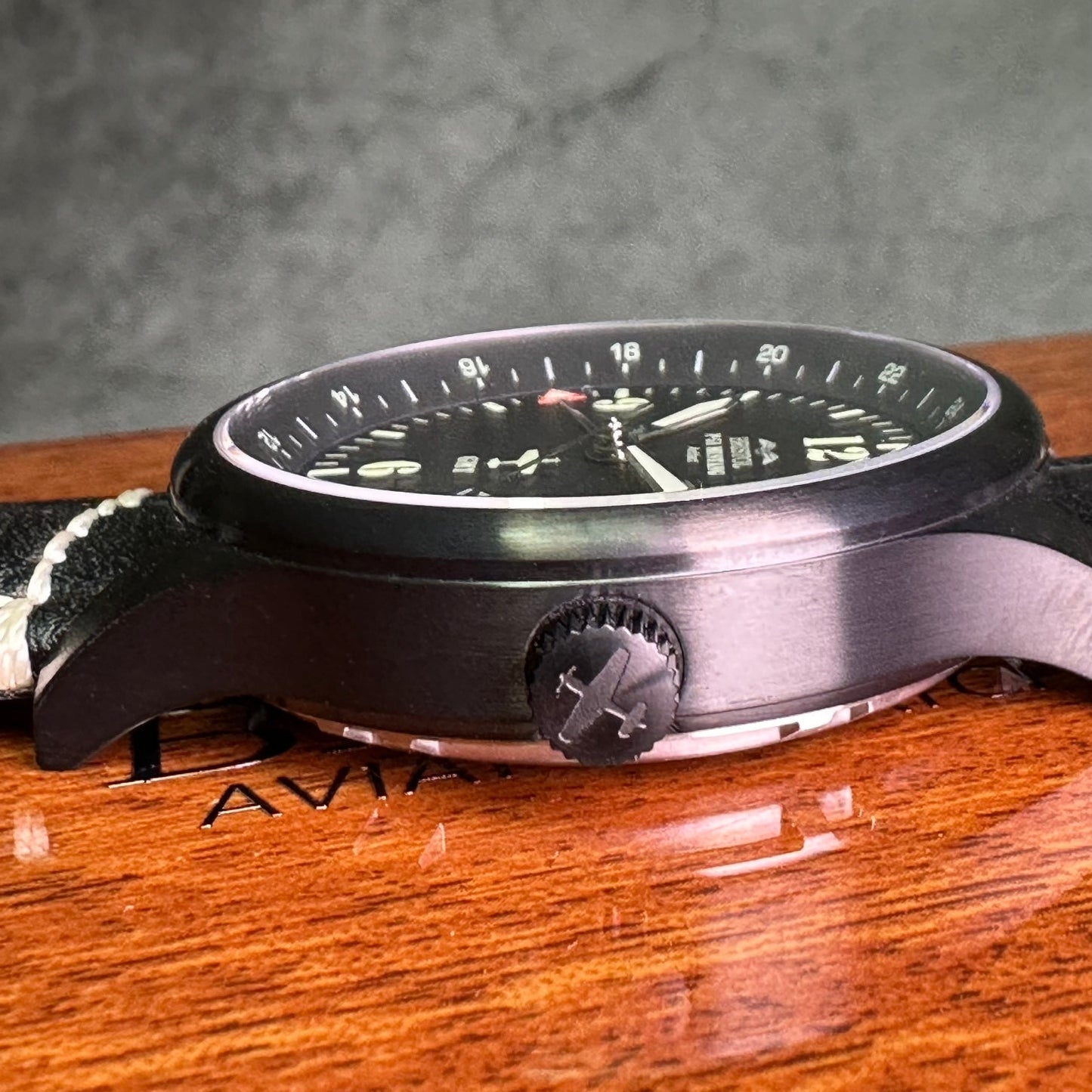 Bristol Aviator Watches P - 51 Mustang Tribute - Stainless Steel, Black Finish, Black Leather Band - Angler's Pro Tackle & Outdoors