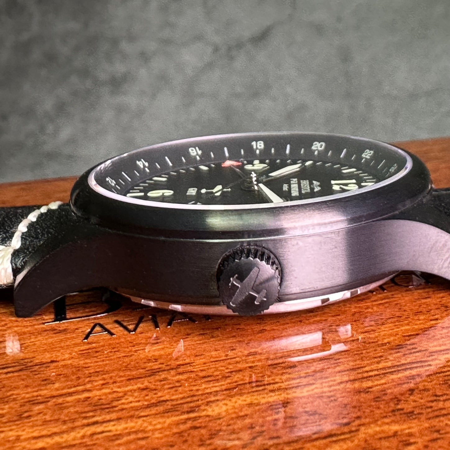 Bristol Aviator Watches P - 51 Mustang Tribute - Stainless Steel, Black Finish, Black Leather Band - Angler's Pro Tackle & Outdoors