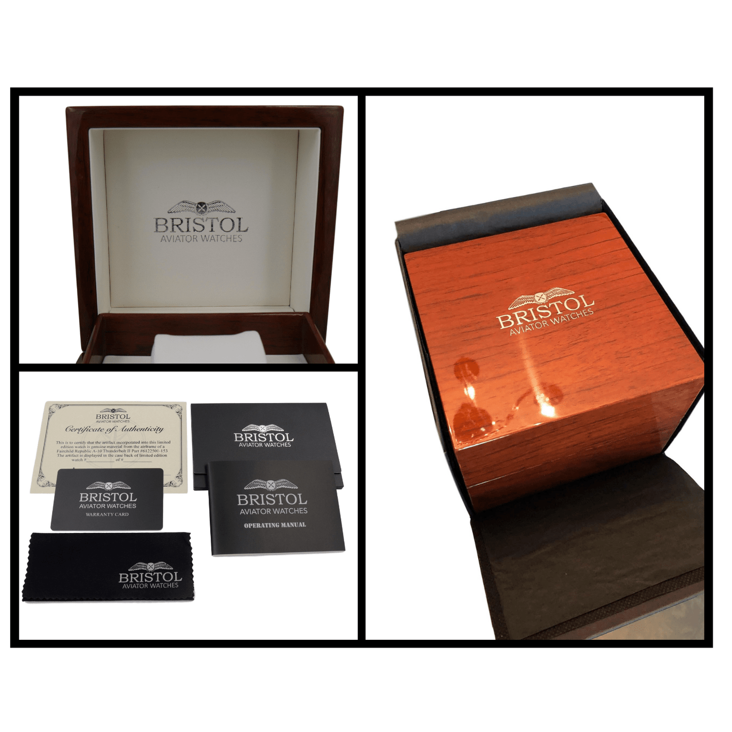Bristol Aviator Watches P - 51 Mustang Tribute - Stainless Steel, Brush Finish, Brown Leather Band - Angler's Pro Tackle & Outdoors