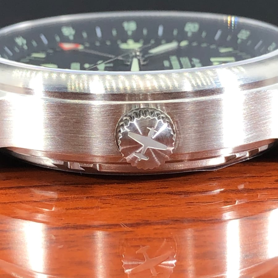 Bristol Aviator Watches P - 51 Mustang Tribute - Stainless Steel, Brush Finish, Brown Leather Band - Angler's Pro Tackle & Outdoors