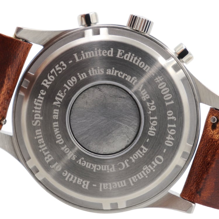 Bristol Aviator Watches R6753 - Our Spitfire R6753 Tribute - Stainless Steel, Brush Finish, Brown Leather Band - Angler's Pro Tackle & Outdoors