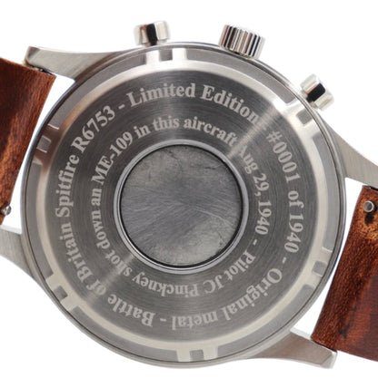 Bristol Aviator Watches R6753 - Our Spitfire R6753 Tribute - Stainless Steel, Brush Finish, Brown Leather Band - Angler's Pro Tackle & Outdoors