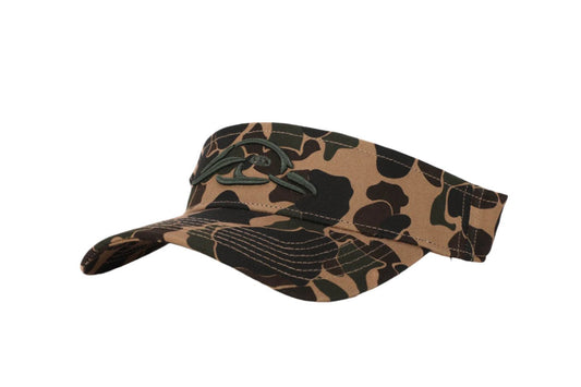 Brown and Green Old School Camo Visor W/Puff Logo - Angler's Pro Tackle & Outdoors