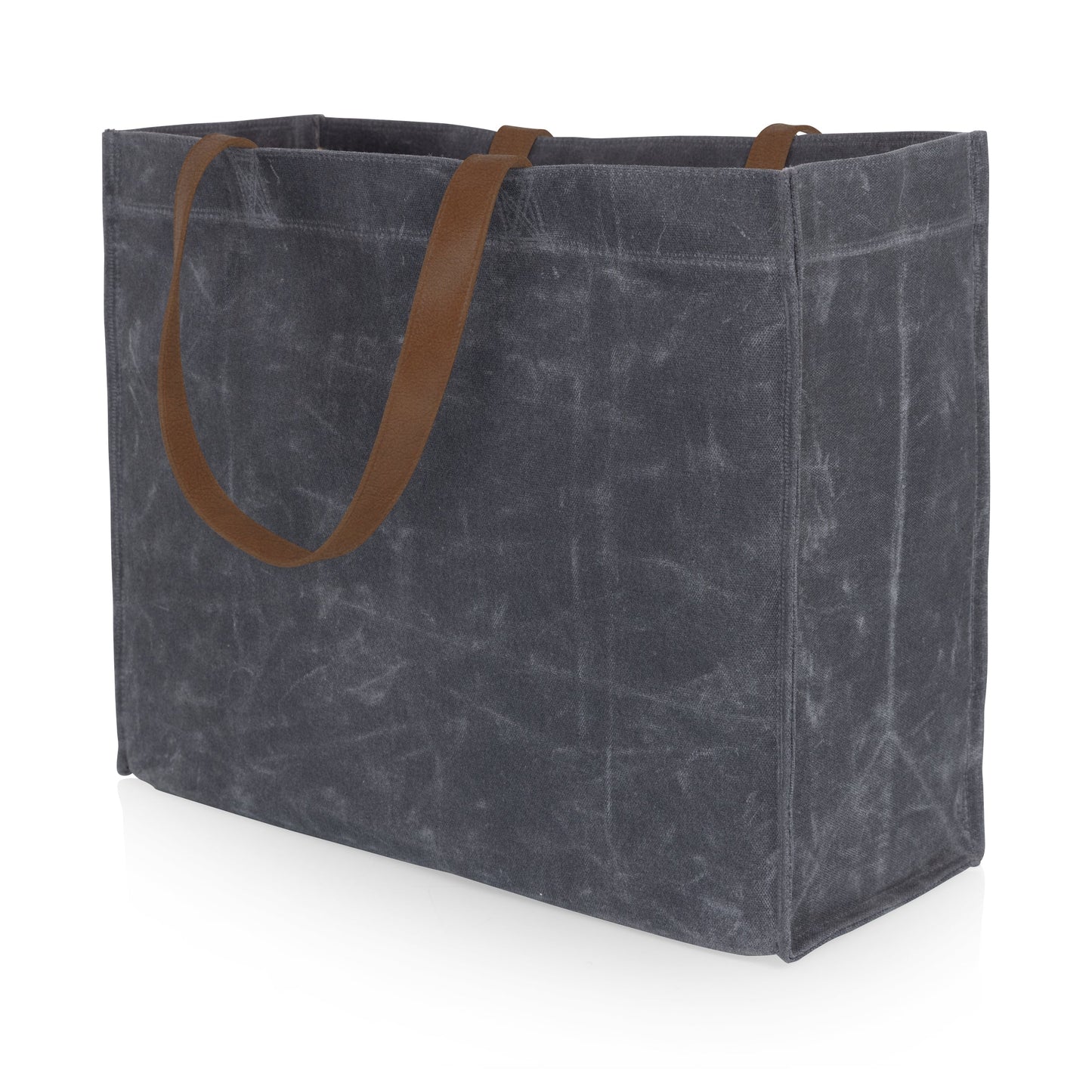 Picnic Time Market Waxed Canvas Tote with Leatherette Handles