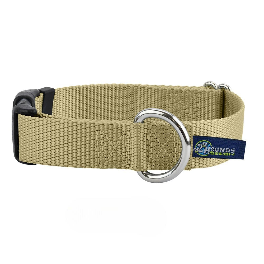 2 Hounds Design 5/8″ and 1″ Tan Nylon Dog Collar
