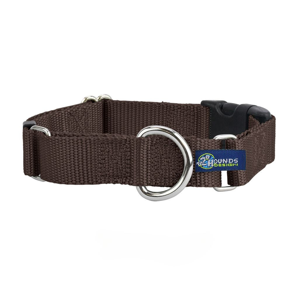 2 Hounds Design 5/8″ and 1″ Brown Nylon Buckle Martingale Dog Collar