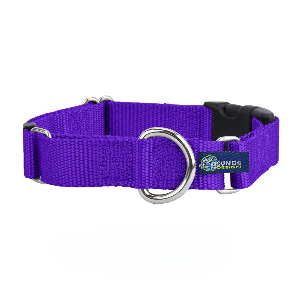 2 Hounds Design 5/8″ and 1″ Purple Nylon Buckle Martingale Dog Collar