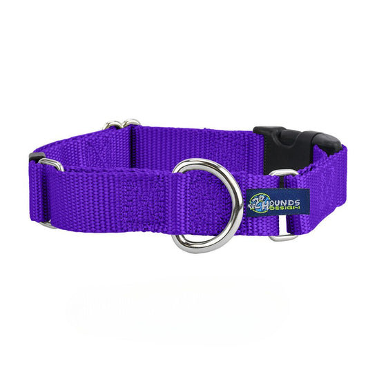 2 Hounds Design 5/8″ and 1″ Purple Nylon Buckle Martingale Dog Collar