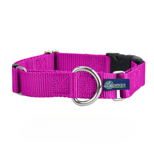 2 Hounds Design 5/8″ and 1″ Raspberry Nylon Buckle Martingale Dog Collar