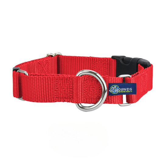 2 Hounds Design 5/8″ and 1″ Red Nylon Buckle Martingale Dog Collar