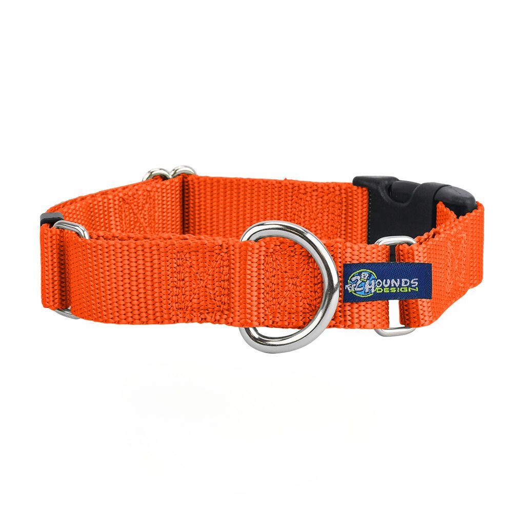 2 Hounds Design 1″ Rust Nylon Buckle Martingale Dog Collar