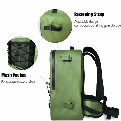 Buffalo Gear 27QT Waterproof Fishing Backpack with Rod Holder - Angler's Pro Tackle & Outdoors