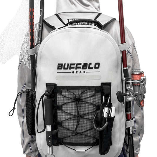 Buffalo Gear 27QT Waterproof Fishing Backpack with Rod Holder - Angler's Pro Tackle & Outdoors