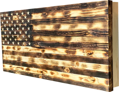 Bellewood Designs - Large Burnt American Flag Hidden Gun Storage Cabinet (Burnt)