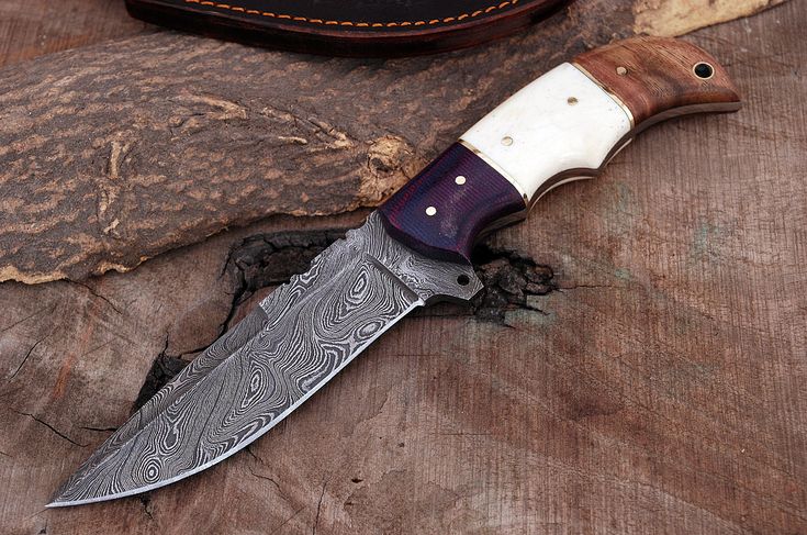 KBS Knives Custom Handmade Damascus Steel Hunting Knife with G10, Bone & Rosewood Handle – 9" | KBS Knives