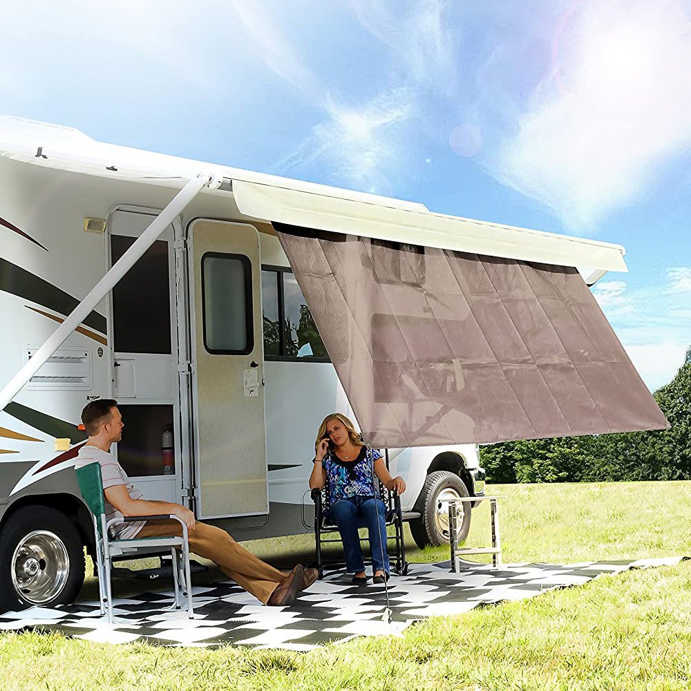 Camco 10 Foot Front Sun Block Panel Awning Screen for RV Camper Shade, Brown - Angler's Pro Tackle & Outdoors