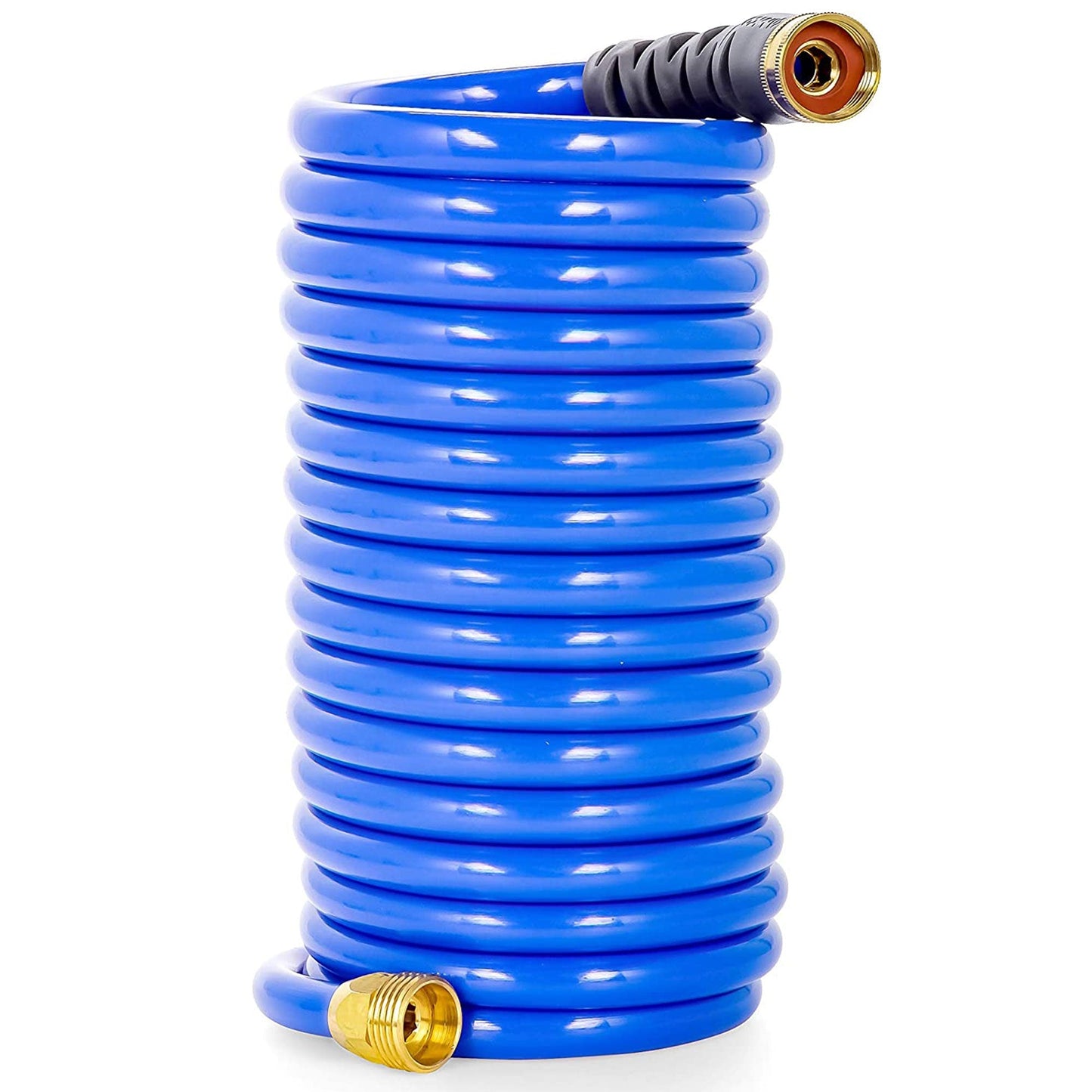 Camco 20 Foot Marine & Gardening Self Coiling Water Hose with Brass Fittings - Angler's Pro Tackle & Outdoors