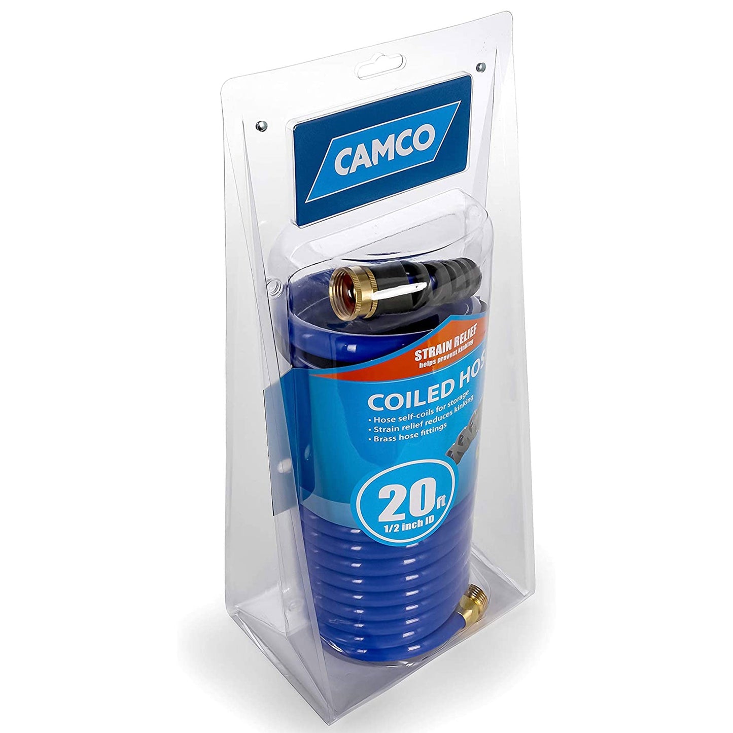 Camco 20 Foot Marine & Gardening Self Coiling Water Hose with Brass Fittings - Angler's Pro Tackle & Outdoors