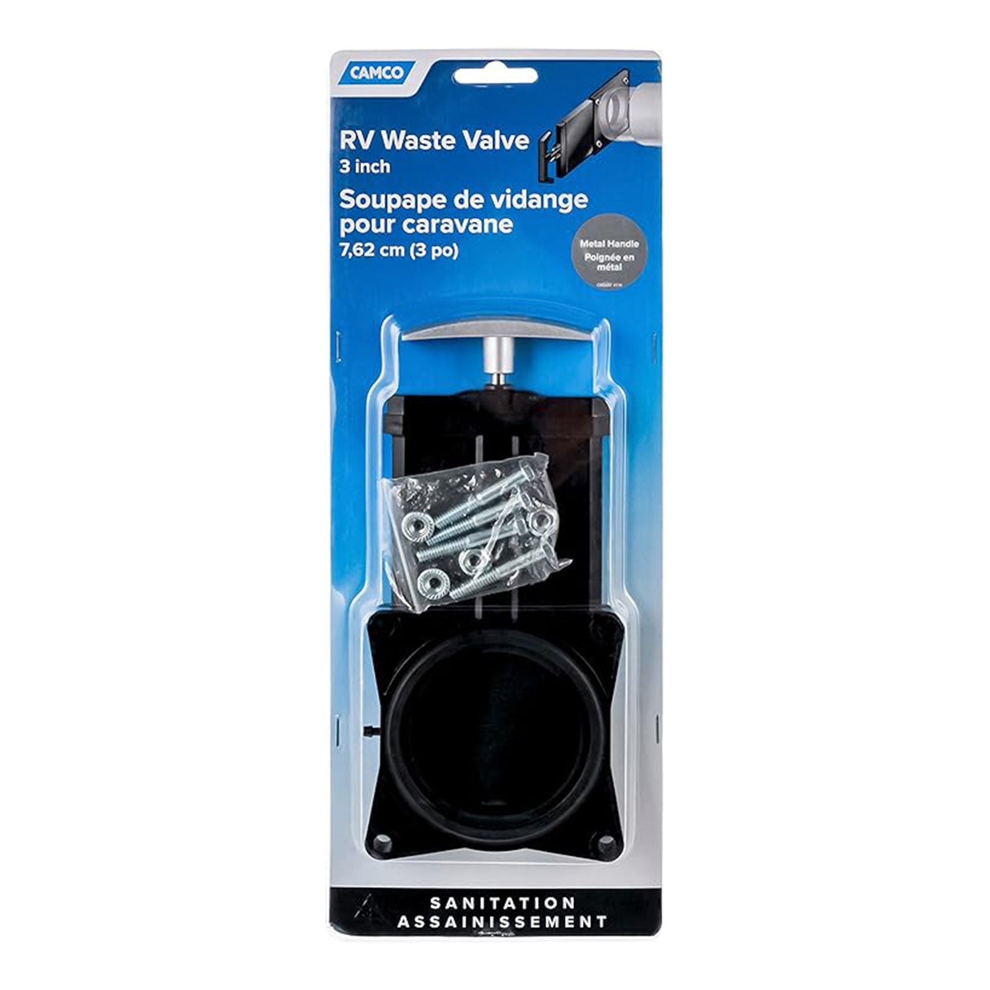 Camco 39511 3 inch Replacement Waste Valve with Metal Handle for RV Water Tanks - Angler's Pro Tackle & Outdoors