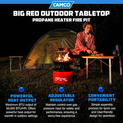 Camco Big Red Outdoor Portable Tabletop Propane Heater Fire Pit, 13.25 Inch - Angler's Pro Tackle & Outdoors