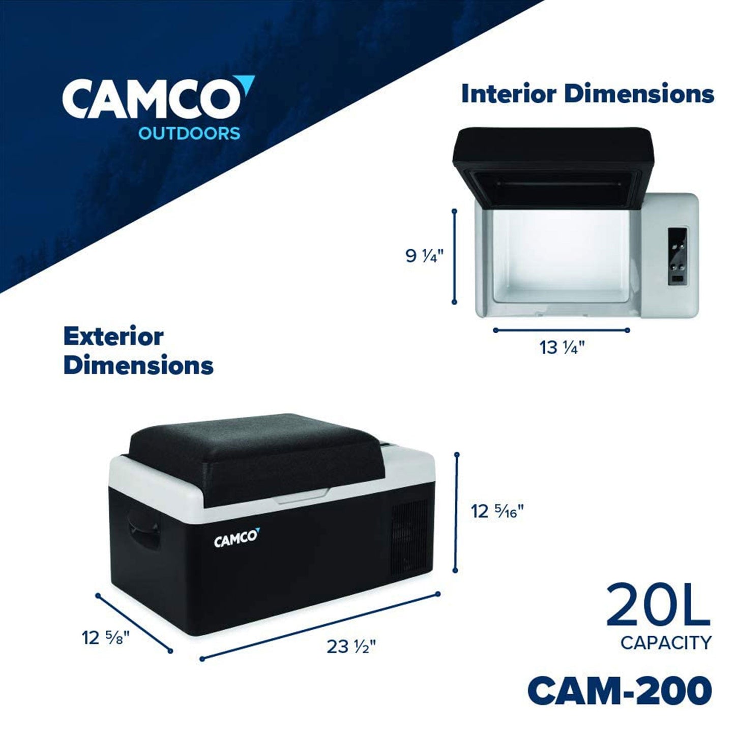 Camco CAM - 200 20L Compact Portable Refrigerator/Freezer with LCD Control Panel - Angler's Pro Tackle & Outdoors