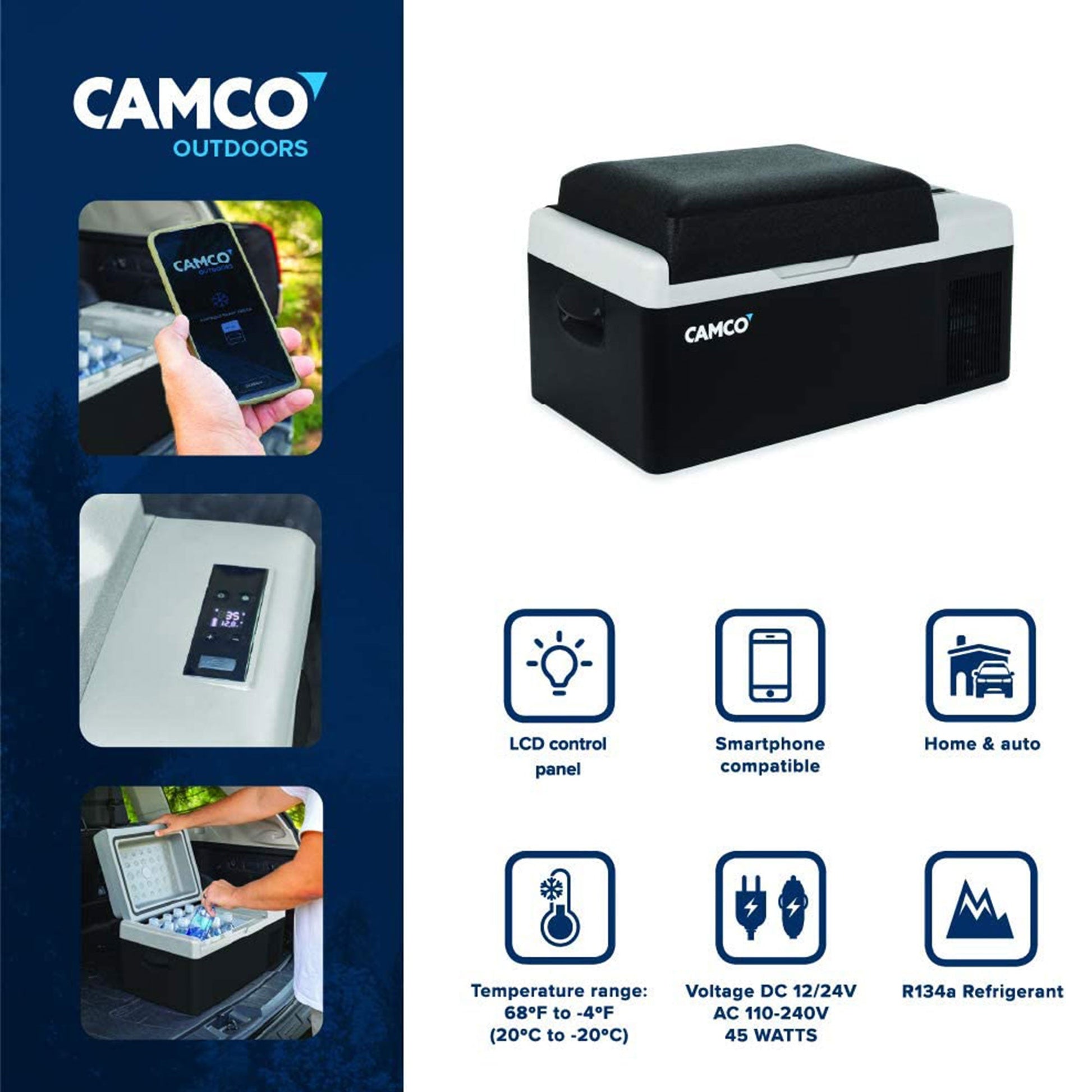 Camco CAM - 200 20L Compact Portable Refrigerator/Freezer with LCD Control Panel - Angler's Pro Tackle & Outdoors