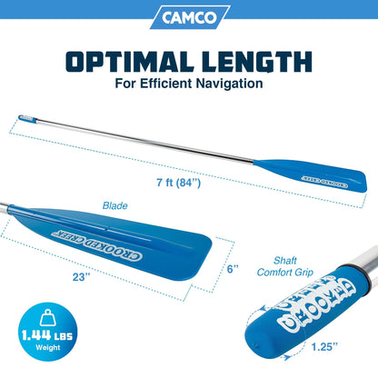 Camco CROOKED CREEK 7' Lightweight Synthetic Boat Oar with Comfort Grip, Blue - Angler's Pro Tackle & Outdoors