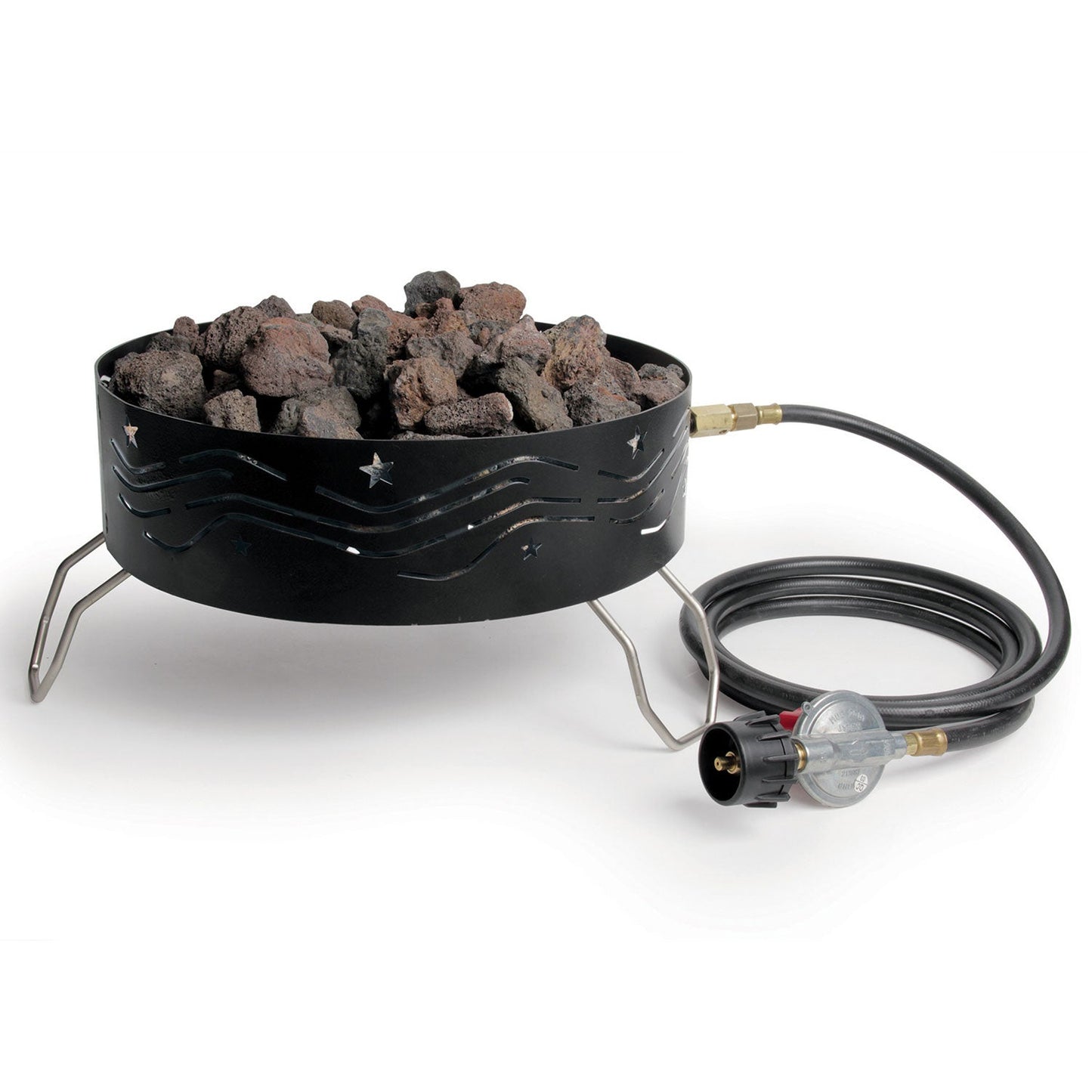 Camco Portable Campfire Outdoor Propane Heater Fire Pit with Lava Rocks, Black - Angler's Pro Tackle & Outdoors