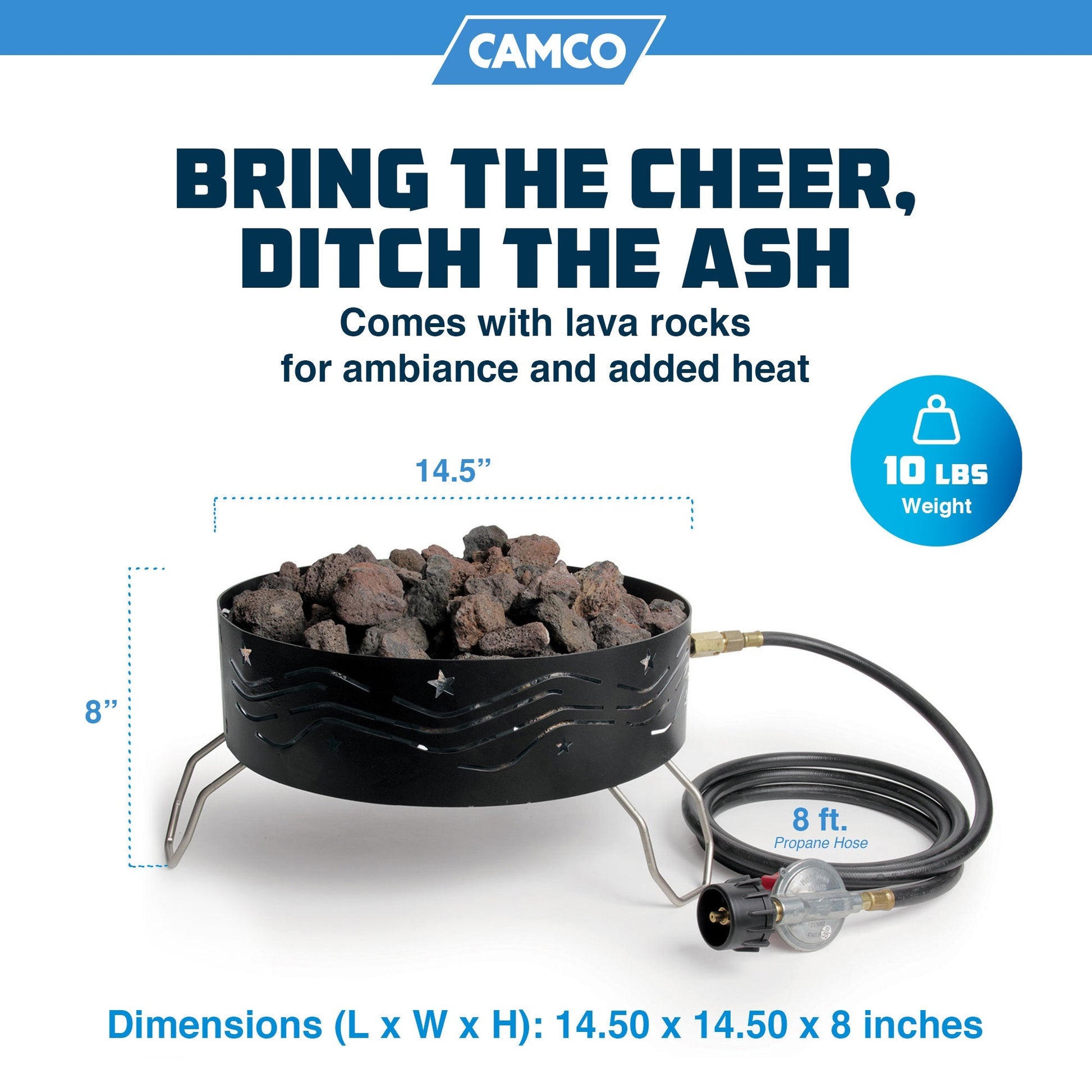 Camco Portable Campfire Outdoor Propane Heater Fire Pit with Lava Rocks, Black - Angler's Pro Tackle & Outdoors