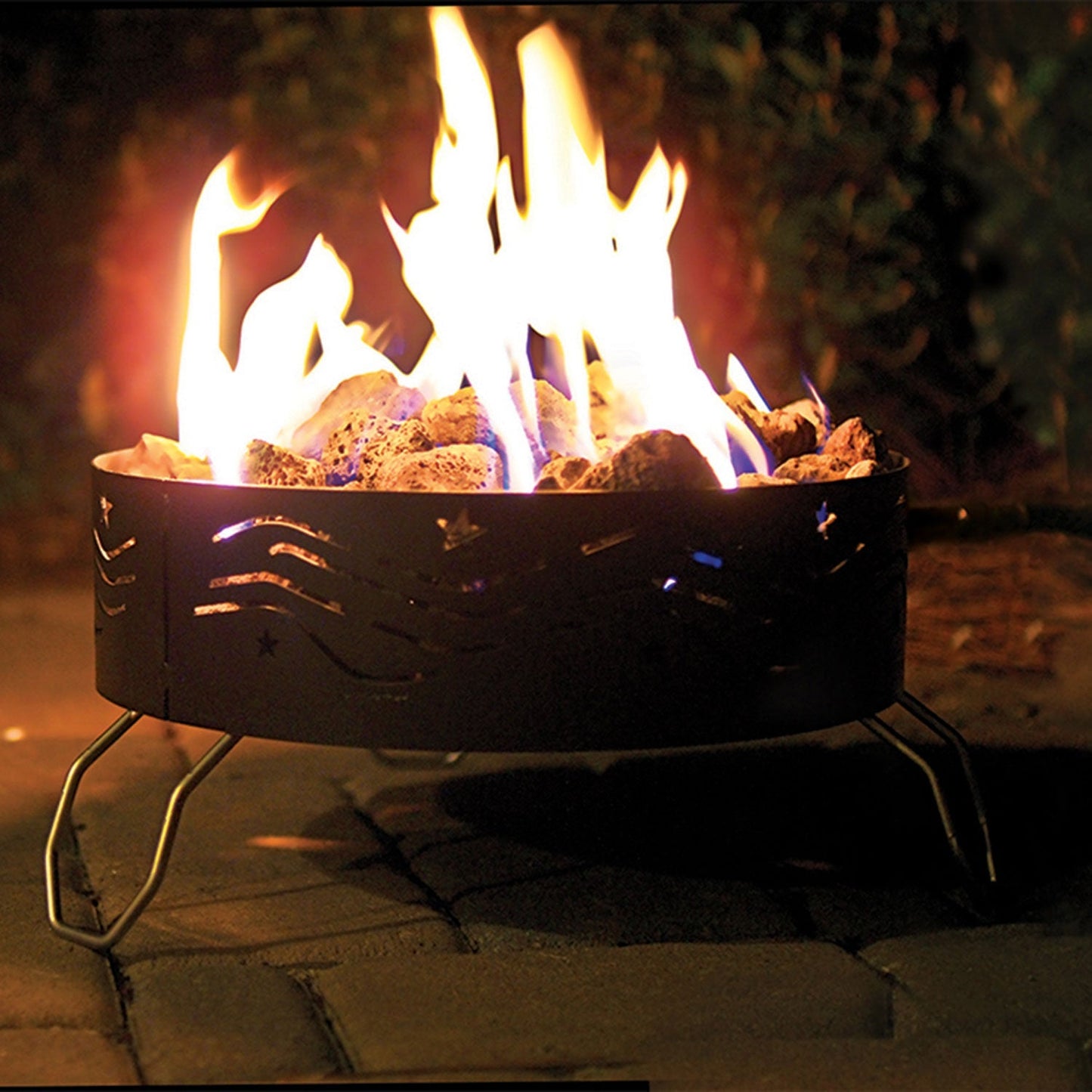 Camco Portable Campfire Outdoor Propane Heater Fire Pit with Lava Rocks, Black - Angler's Pro Tackle & Outdoors