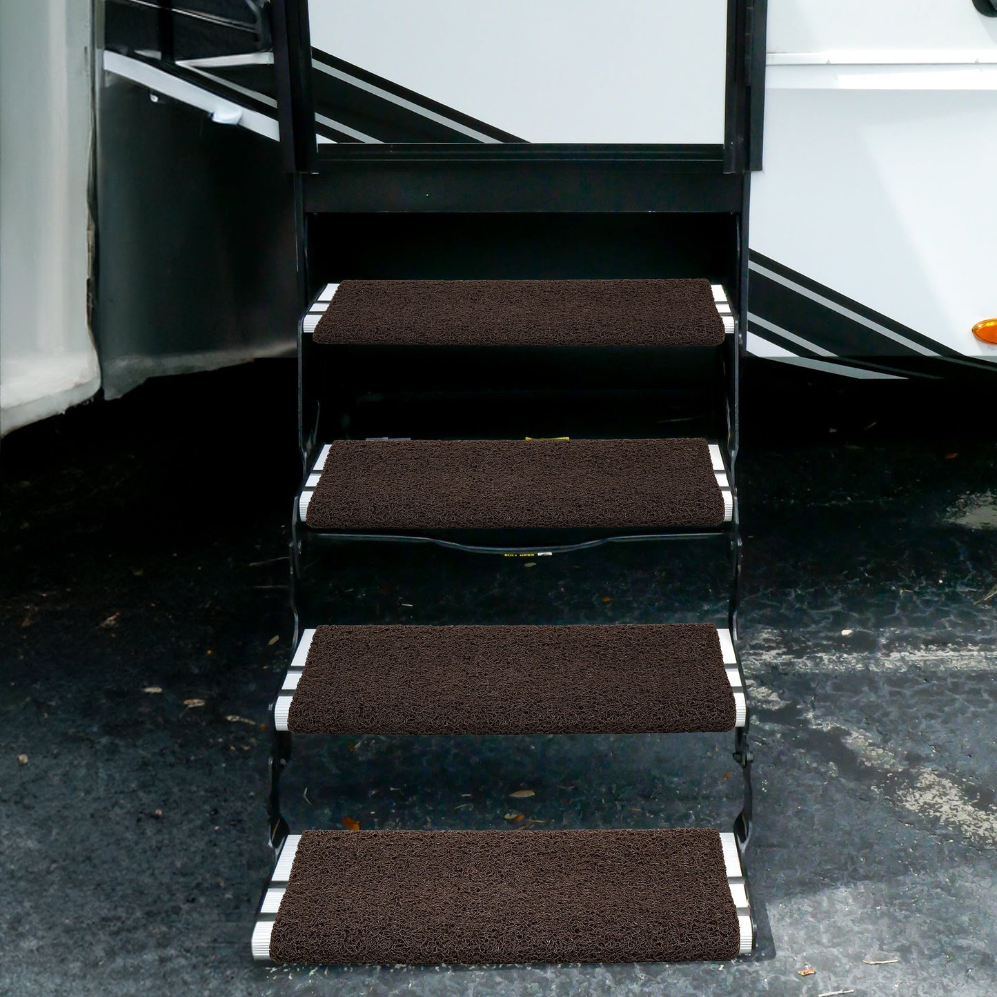 Camco Premium Wrap Around RV Step Rug with Looped PVC Material and Spring, Brown - Angler's Pro Tackle & Outdoors