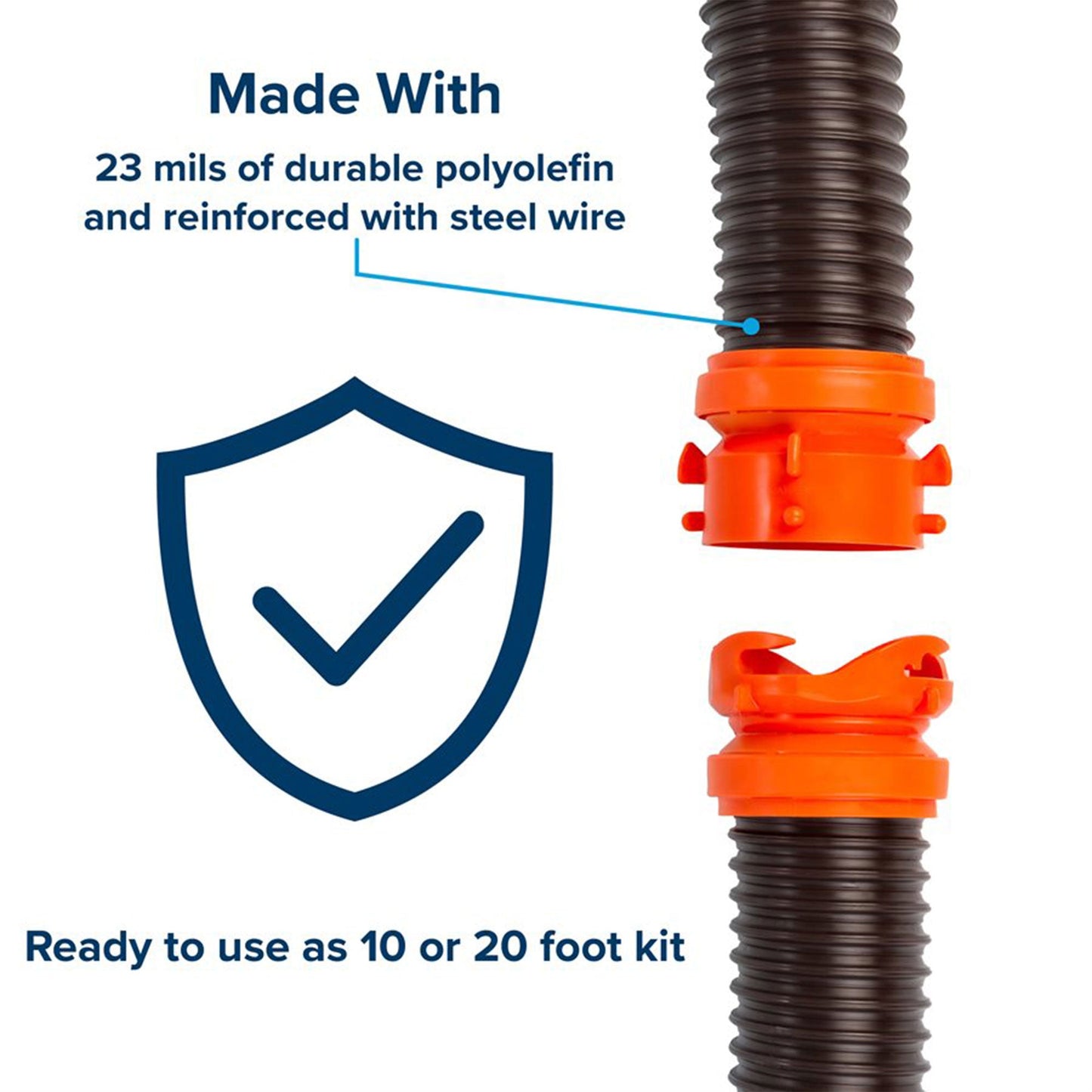 Camco RhinoFLEX 20’ RV Sewer Hose Kit w/ Removable 4 in 1 Adapter, Black/Orange - Angler's Pro Tackle & Outdoors