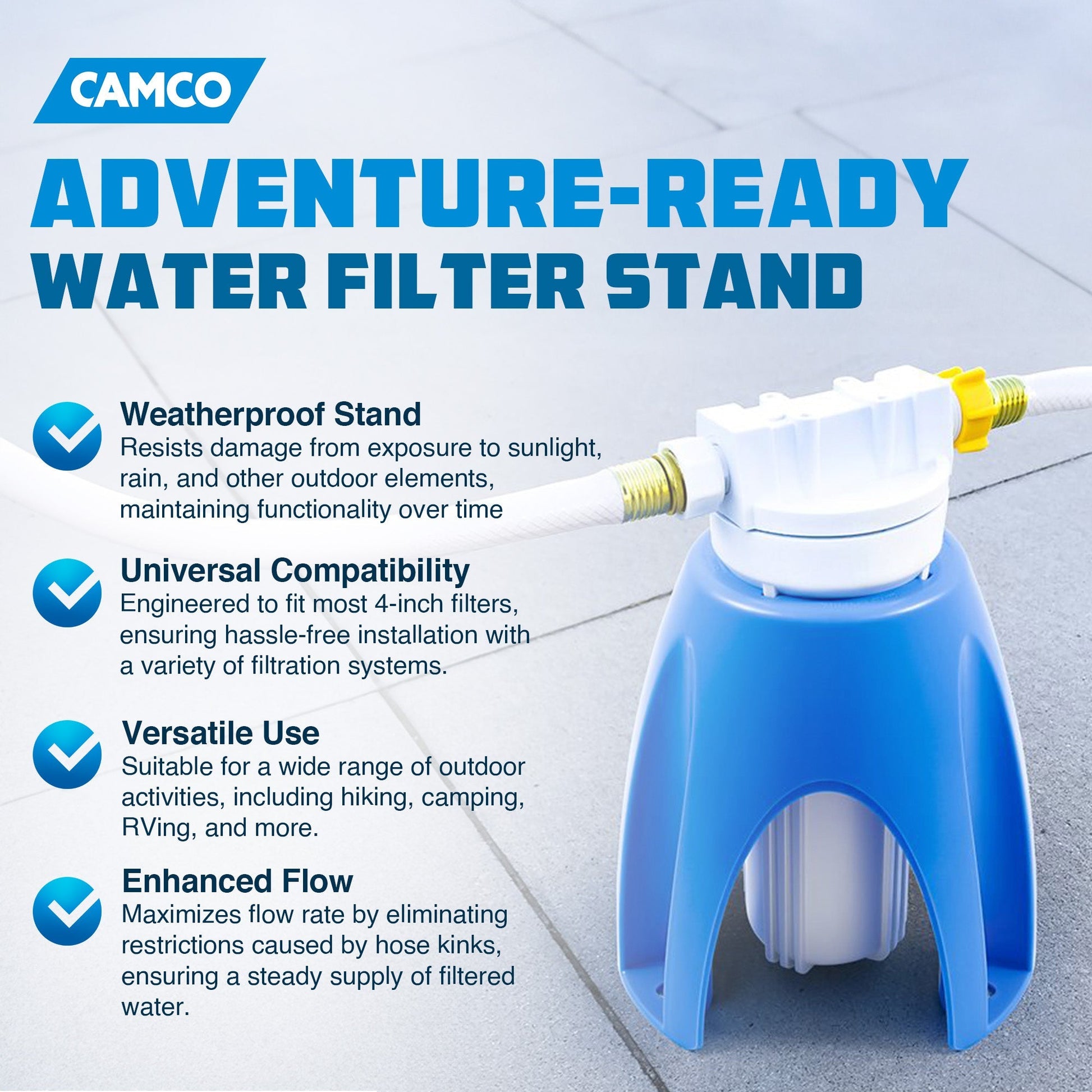 Camco Universal Fit Weatherproof Plastic Water Filter Stand with Stake Holes - Angler's Pro Tackle & Outdoors