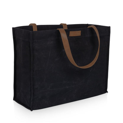 Picnic Time Market Waxed Canvas Tote with Leatherette Handles