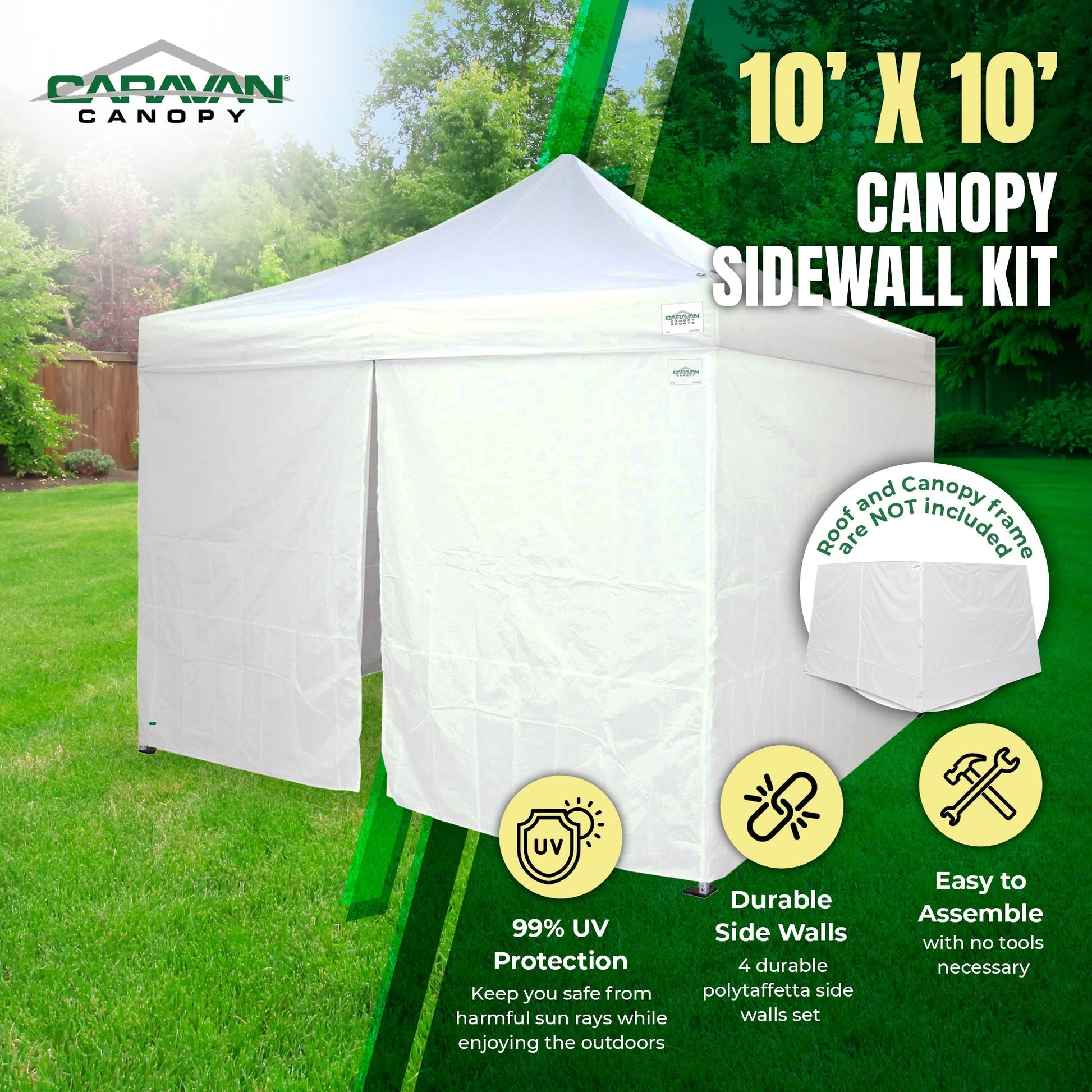 Caravan Canopy CVAN11007912014 4 Sidewall Kit Only, for Outdoor Tent, White - Angler's Pro Tackle & Outdoors