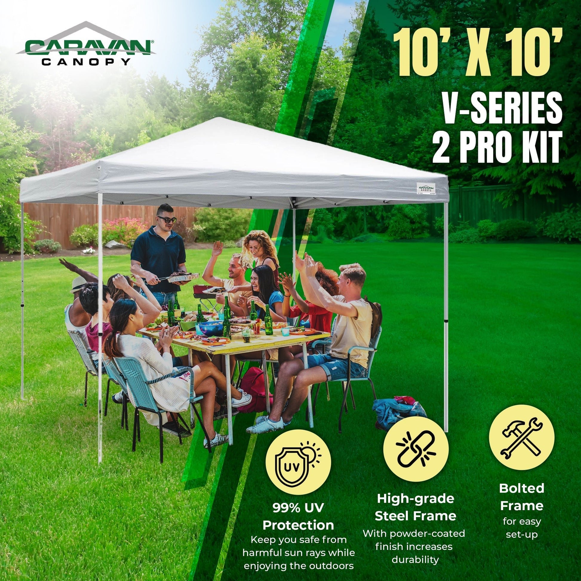 Caravan Canopy CVAN21007900010 Sports V Series 2 10 x 10 Ft Straight Leg Tent - Angler's Pro Tackle & Outdoors