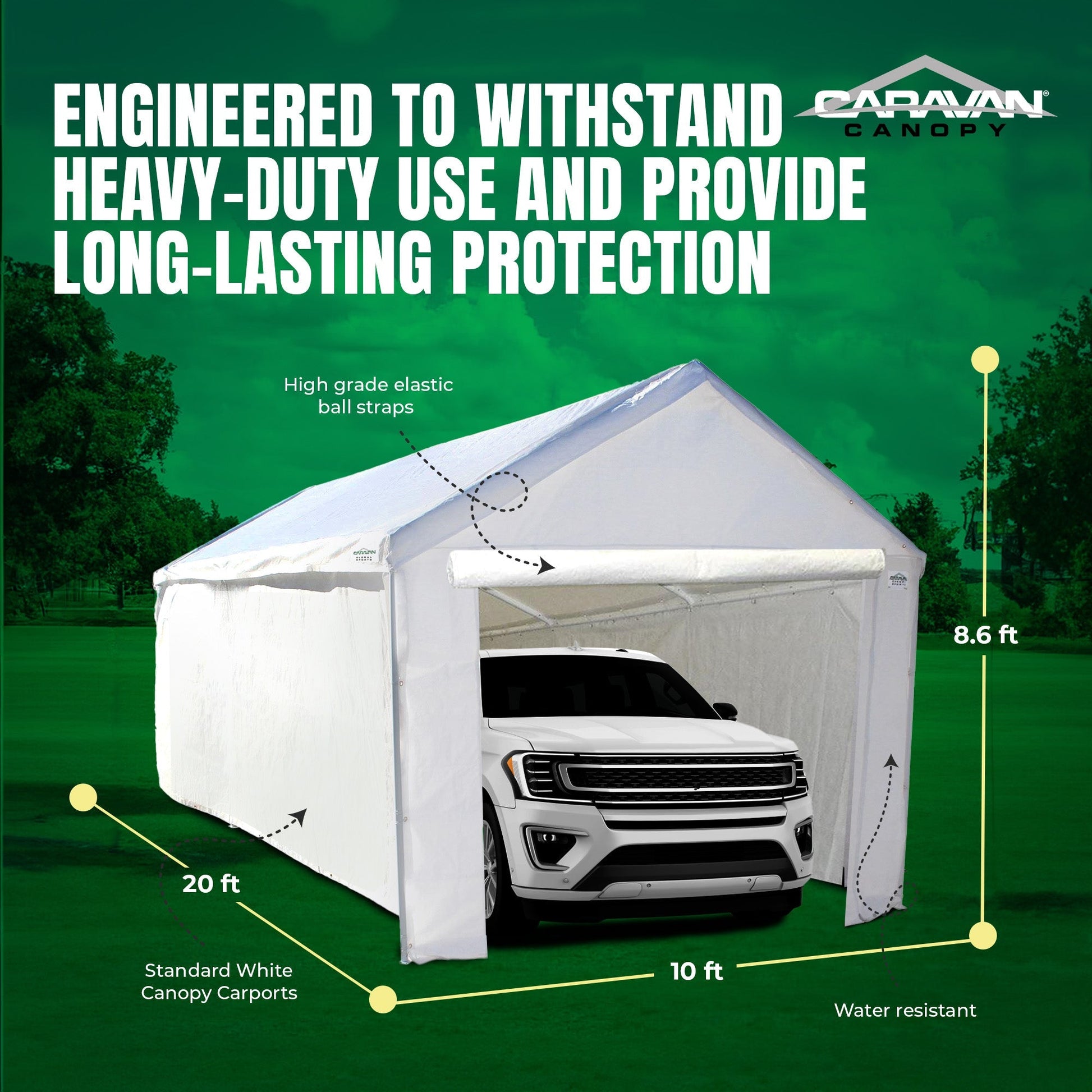 Caravan Canopy Domain Car Port Tent Sidewalls w/ Straps, White (Sidewalls Only) - Angler's Pro Tackle & Outdoors