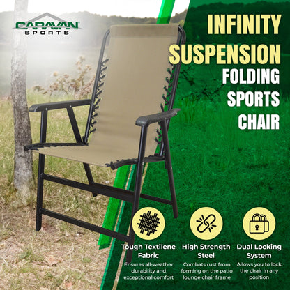 Caravan Canopy Infinity Suspension Portable Folding Sports Chair, Regular, Beige - Angler's Pro Tackle & Outdoors