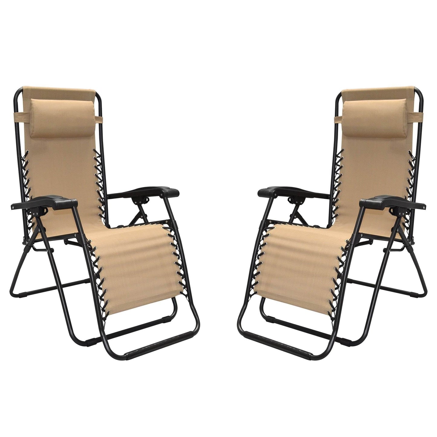 Caravan Canopy Infinity Zero Gravity Steel Frame Patio Deck Chair, Beige (Pair) - Angler's Pro Tackle & Outdoors