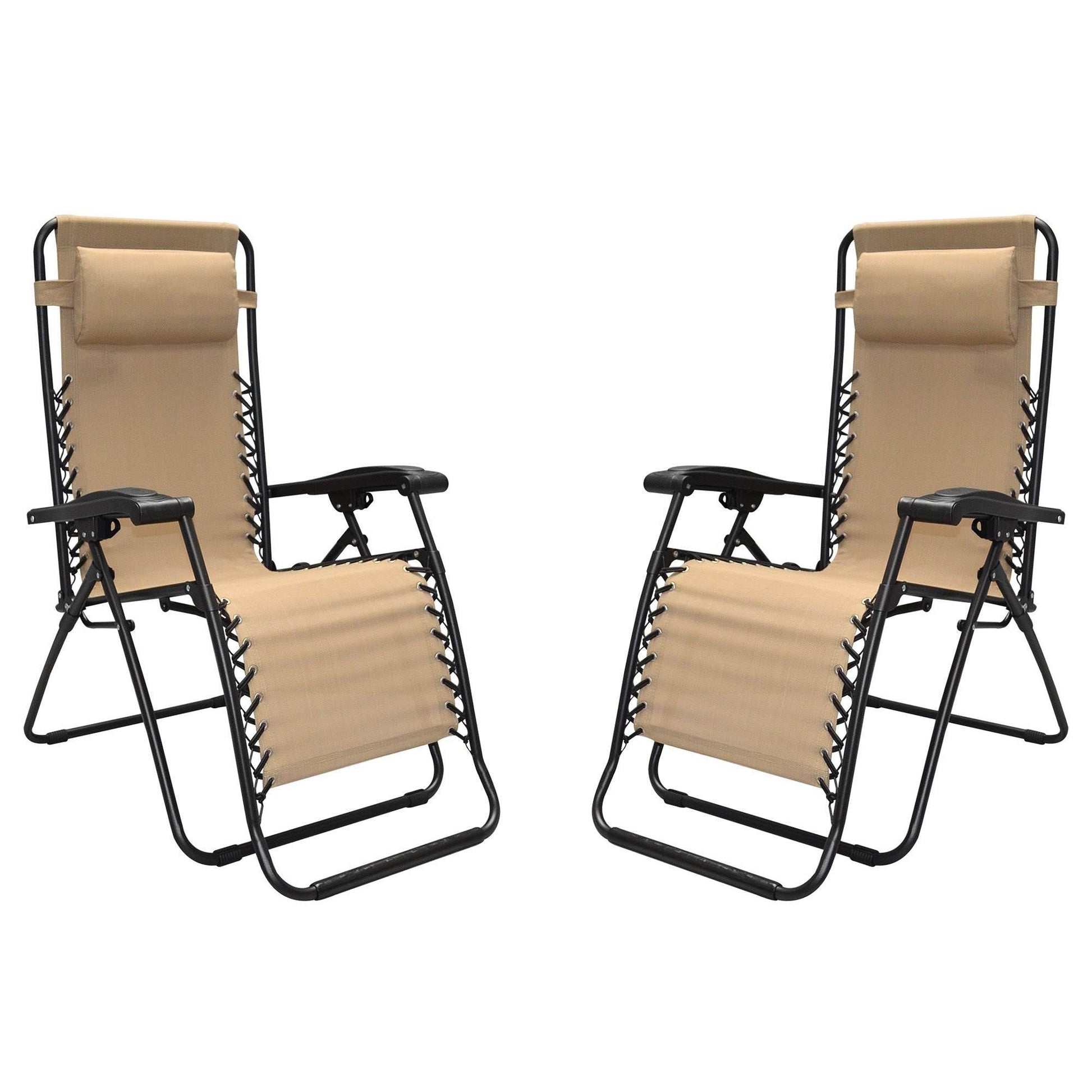 Caravan Canopy Infinity Zero Gravity Steel Frame Patio Deck Chair, Beige (Pair) - Angler's Pro Tackle & Outdoors