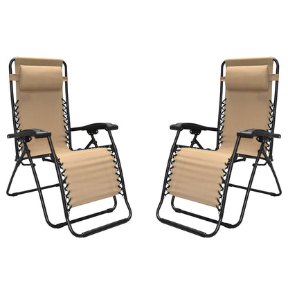 Caravan Canopy Infinity Zero Gravity Steel Frame Patio Deck Chair, Beige (Pair) - Angler's Pro Tackle & Outdoors