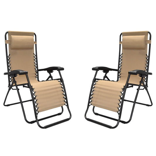 Caravan Canopy Infinity Zero Gravity Steel Frame Patio Deck Chair, Beige (Pair) - Angler's Pro Tackle & Outdoors