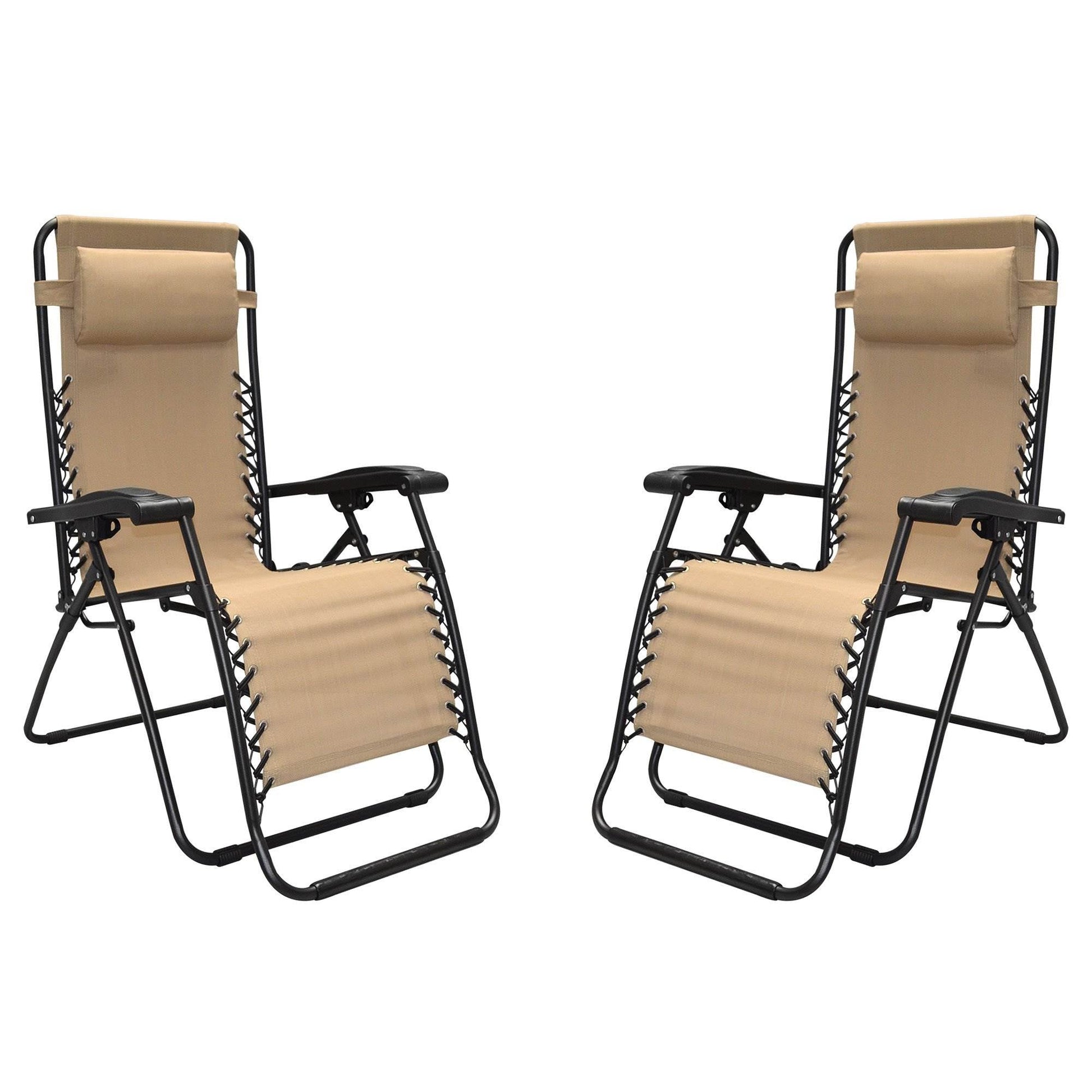 Caravan Canopy Infinity Zero Gravity Steel Frame Patio Deck Chair, Beige (Pair) - Angler's Pro Tackle & Outdoors