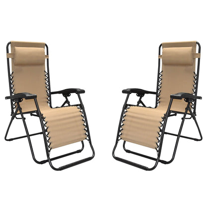 Caravan Canopy Infinity Zero Gravity Steel Frame Patio Deck Chair, Beige (Pair) - Angler's Pro Tackle & Outdoors