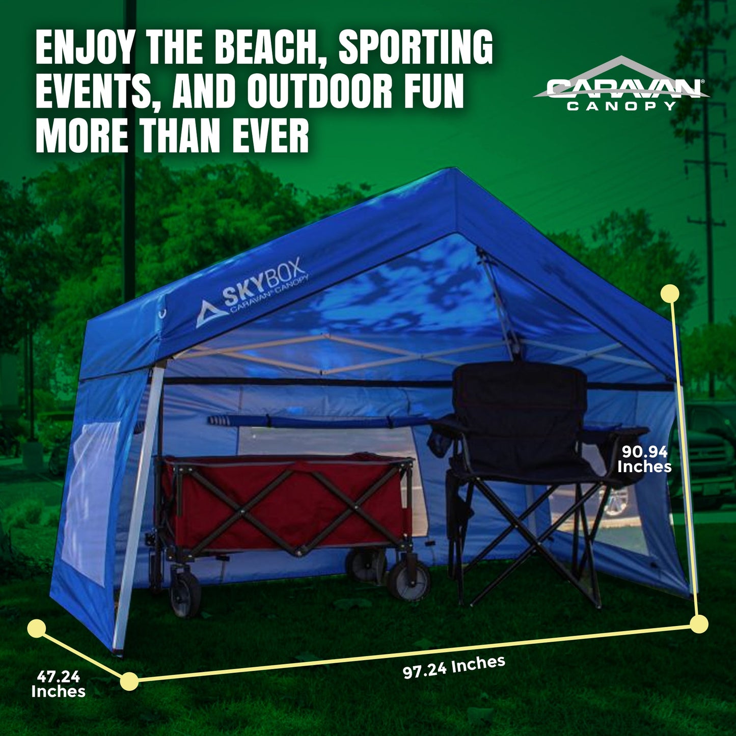 Caravan Canopy Skybox 3.2' x 6.5' Instant Multipurpose Steel Sport Shelter, Blue - Angler's Pro Tackle & Outdoors