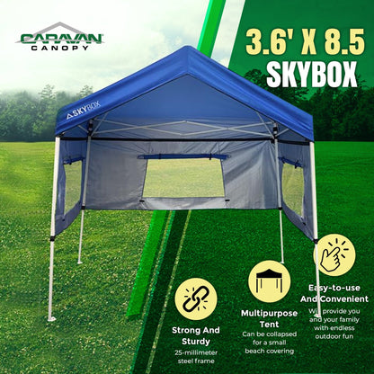 Caravan Canopy Skybox 3.2' x 6.5' Instant Multipurpose Steel Sport Shelter, Blue - Angler's Pro Tackle & Outdoors