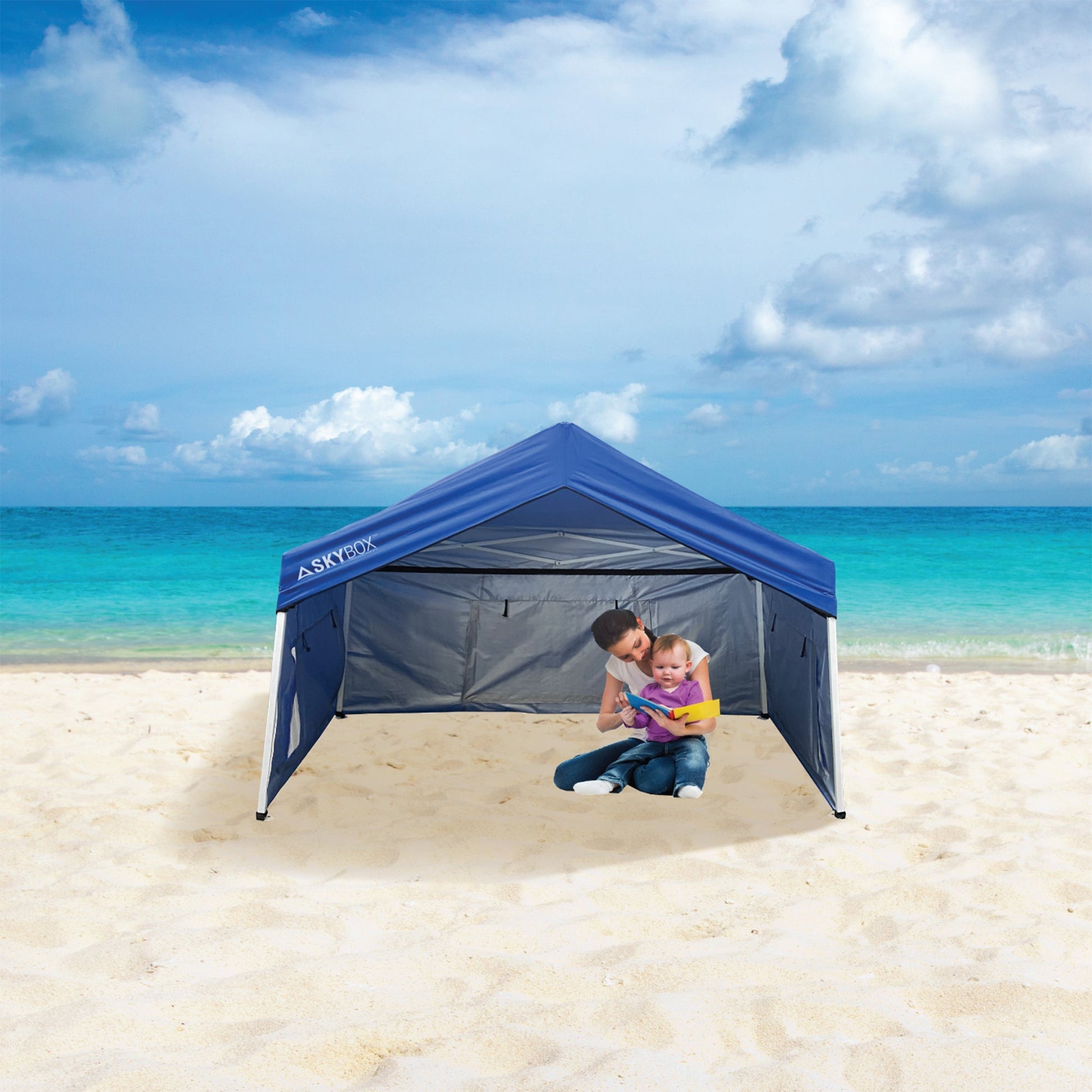 Caravan Canopy Skybox 3.2' x 6.5' Instant Multipurpose Steel Sport Shelter, Blue - Angler's Pro Tackle & Outdoors