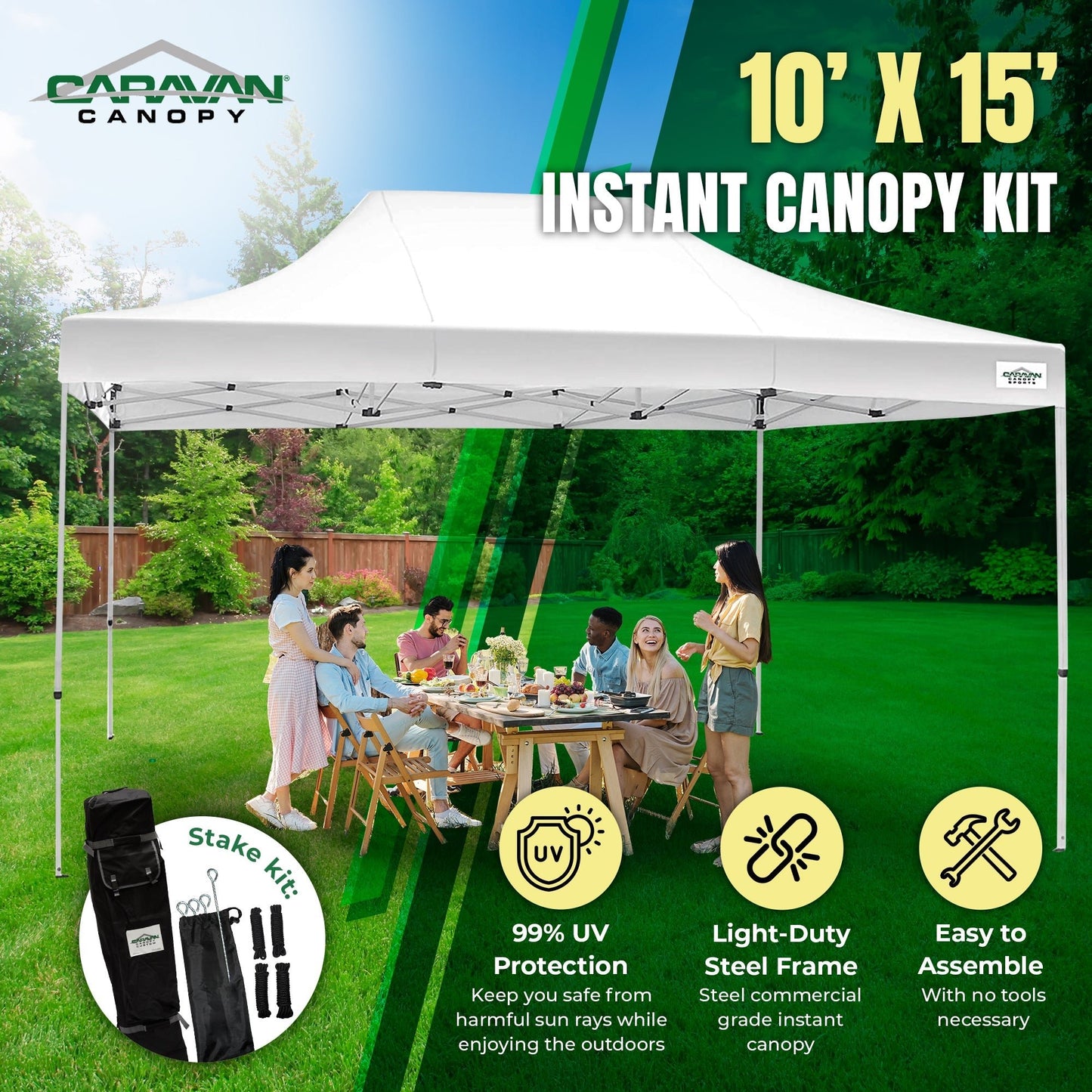 Caravan Canopy TitanShade 10 by 15 Foot Instant Steel Frame Canopy Kit, White - Angler's Pro Tackle & Outdoors
