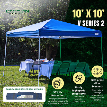 Caravan Canopy V Series 2 10' x 10' Entry Level Angled Leg Instant Canopy, Blue - Angler's Pro Tackle & Outdoors