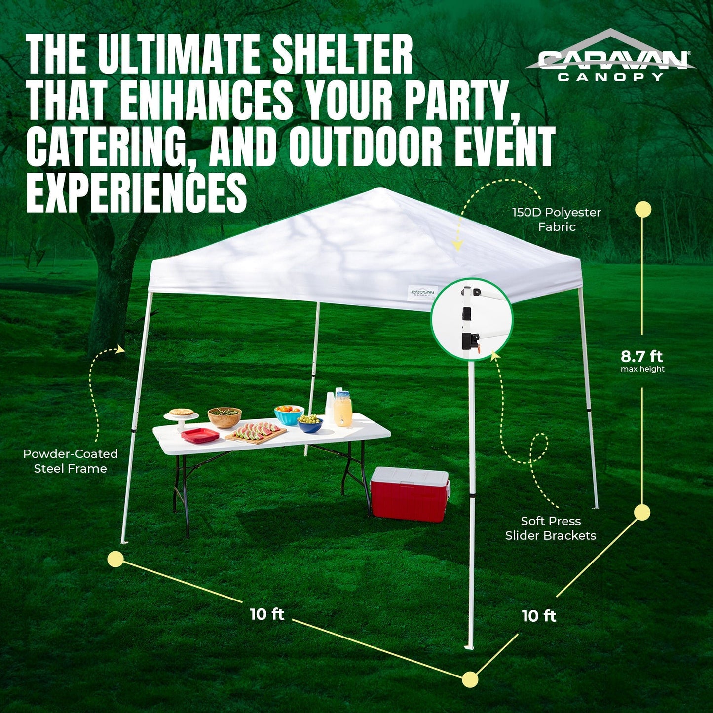 Caravan Canopy V Series 2 10' x 10' Entry Level Angled Leg Instant Canopy, White - Angler's Pro Tackle & Outdoors